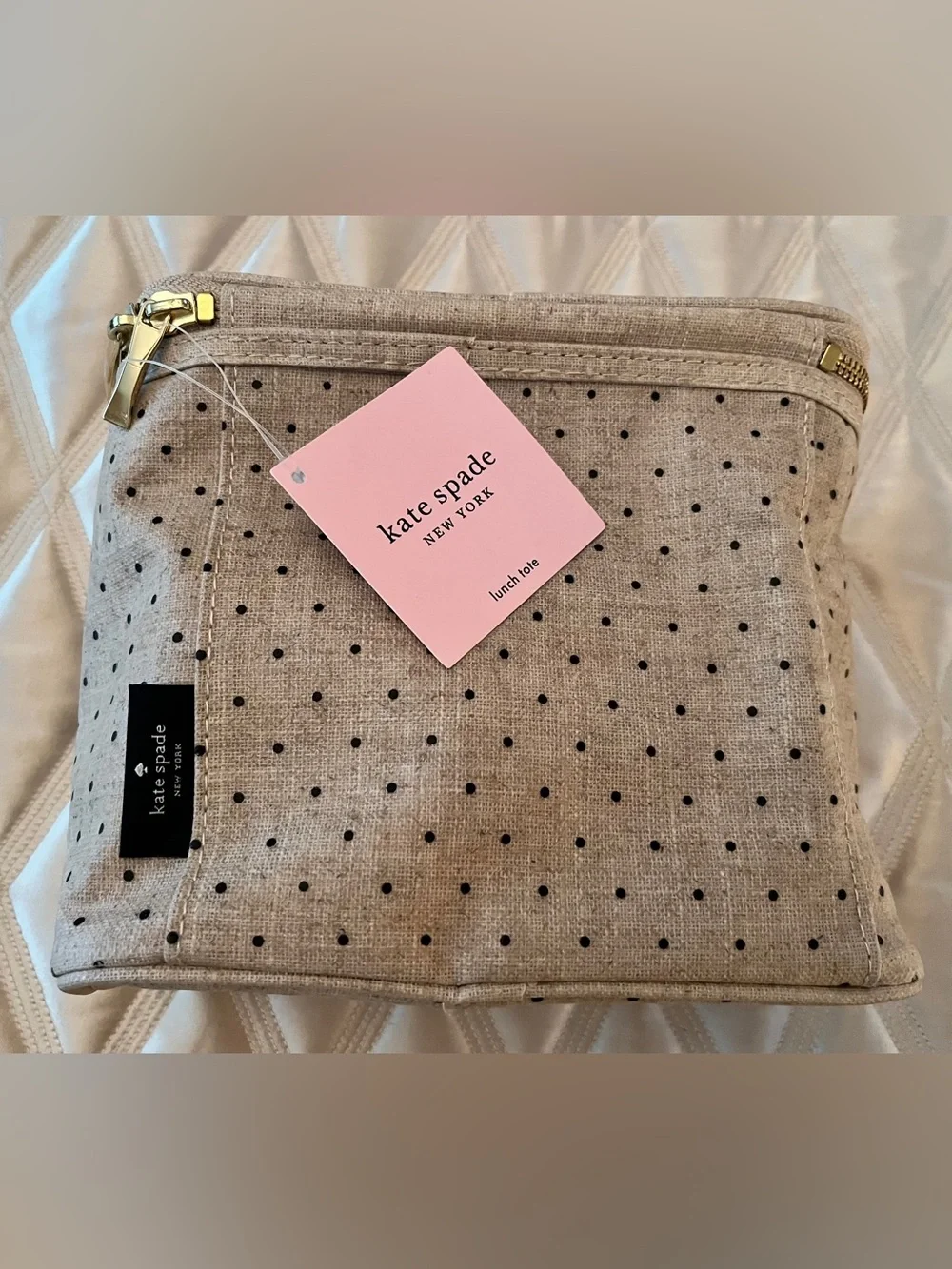 KateSpade 'Out to Lunch' Beige Polka Dot Lunch Tote
